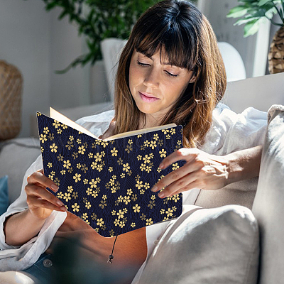 Тканевые обложки для книг с рисунком сакуры AJEW-WH0413-51A-1