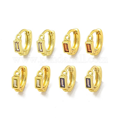 Серьги-кольца из латуни с микропаве из кубического циркония EJEW-C088-37G-1