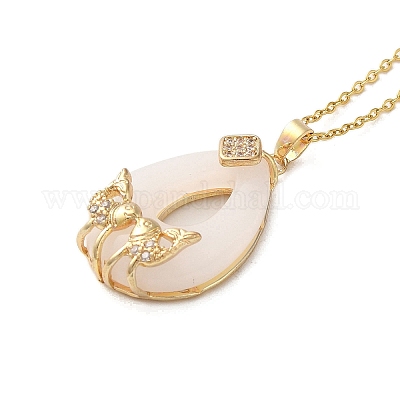 Ожерелье с кулоном из кубического циркония NJEW-E106-09KCG-04-1