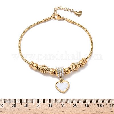 Браслеты с подвесками из полимерной глины и 201 нержавеющей стали в европейском стиле с натуральными ракушками BJEW-G765-03G-02-1