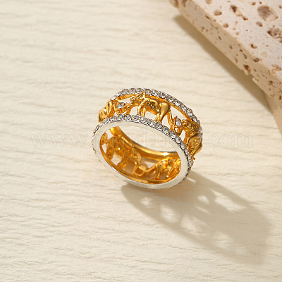 Кольца для пальцев в форме слона из полого сплава с кристаллами и стразами FS-WG55101-02-1