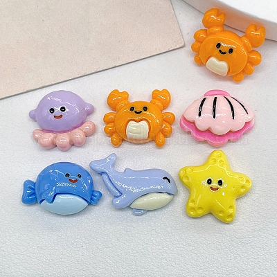 Кабошоны из непрозрачной смолы на тему океана RESI-F056-03-1