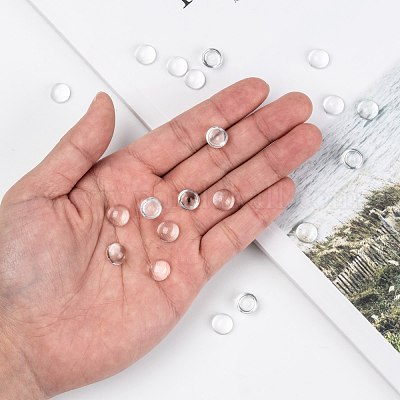 Прозрачный полукруглый стеклянные кабошоны GGLA-R027-10mm-1