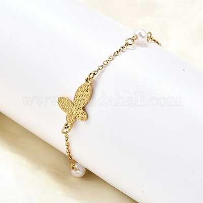 Браслеты-бабочки из нержавеющей стали 304 BJEW-C098-01D-G-1