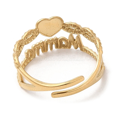 Открытое манжетное кольцо из нержавеющей стали 304 RJEW-K248-06G-1