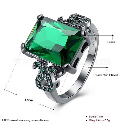 Модные латунные кольца из стекла&nbsp;RJEW-BB21001-A-6-1