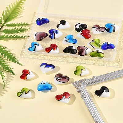 24шт 6 цвета бусины лэмпворк ручной работы LAMP-FS0001-35-1