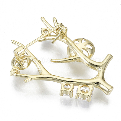 Брошь из латуни с прозрачным кубическим цирконием KK-N232-82-NF-1