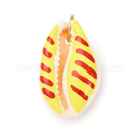 Кулоны с натуральными ракушками каури с принтом STAS-Z168-03G-01-1