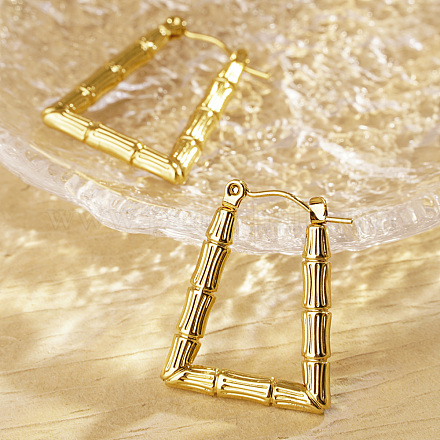 Стильные бамбуковые серьги-кольца из нержавеющей стали 304 FW8059-2-1