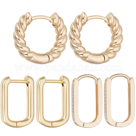 6шт 3 стиля латунные серьги-кольца EJEW-BBC0001-30-1