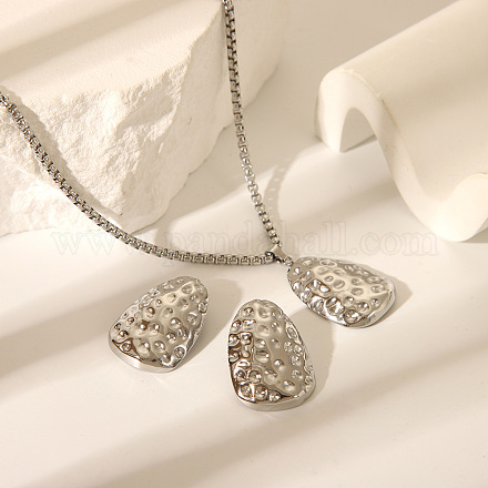 Комплекты из кованых серег-гвоздиков и ожерелий с подвесками из нержавеющей стали 304 для женщин ZG3175-1-1