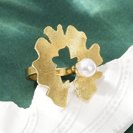 Латунь с абс пластиковыми перламутровыми кольцами для женщин RJEW-M075-01G-1