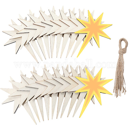 40 шт. незаконченные деревянные подвески в виде звезд для художественной росписи WOOD-SP0001-43-1