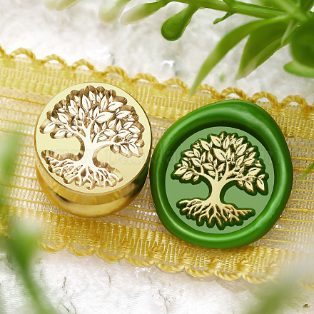 Золотая тональная круглая сургучная печать AJEW-M040-01G-P-1