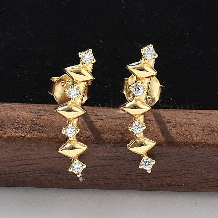 925 серьги-гвоздики из стерлингового серебра с прозрачным кубическим цирконием EJEW-Q032-01G-G-1