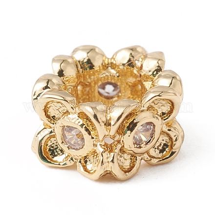 Экологически чистые стойки покрытие латунь микро паве кубический цирконий европейские бусины KK-F835-19B-G-1