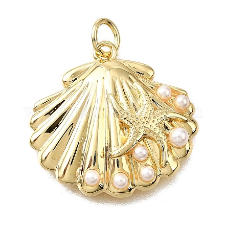 Подвески из латунного АБС-пластика с жемчугом KK-V011-59G-1