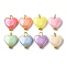 Opaque Acrylic Pendants, Heart, with Iron & Tibetan Style Alloy Findings, Golden, 19x15.5x5mm, Hole: 3mm