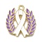 Alloy Enamel Pendants, Golden, Wheat & Awareness Ribbon, Lilac, 21.5x20x1.5mm, Hole: 1.6mm