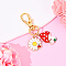 Flower & Mushroom Alloy Enamel Pendant Decorations, with Alloy Swivel Clasps, Red, 50mm