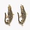 Brass Micro Pave Cubic Zirconia Lobster Claw Clasps, Long-Lasting Plated, Alligator, Real 18K Gold Plated, Ring: 10x8x2mm, Hole: 1.2mm, Alligator: 30.5x15x9mm, Hole: 2.5mm