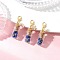 Natural Lapis Lazuli Chips inside Glass Wishing Bottle Pendant Decoration, with Stainless Steel Star Moon Lightning Charms, 39.5mm, 3pcs/set