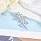 1pc Alloy Hair Bobby Pins, with Crystal Rhinestone, Leaf, Platinum, 81x32x10mm