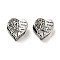 Alloy Rhinestone European Beads, Large Hole Beads, Heart with Butterfly & Word, Antique Silver, 11.5x12x9mm, Hole: 4.4mm