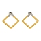 Ion Plating(IP) 304 Stainless Steel Hollow Rhombus Stud Earrings, Golden & Stainless Steel Color, 27x27mm