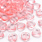 Transparent Acrylic Beads, Heart, Pink, 13.5x13.5x5.5mm, Hole: 1.5mm, about 775pcs/500g