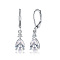 Brass Cubic Zirconia Dangle Earrings, Teardrop, Platinum, Clear, 33x8mm