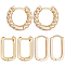 6Pcs 3 Styles Brass Hoop Earrings, with Clear Cubic Zirconia, Real 18K Gold Plated, 17.5~18x10~19.5x2~4mm, Pin: 1mm, 2Pcs/style