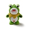 Plastic Pendant, Pendants Key Chain Bag Accessories, Frog Shape, Yellow Green, 48x40x22.5mm, Hole: 3mm
