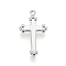 Brass Pendants, Cross, Platinum, 17.5x10x1mm, Hole: 0.8mm