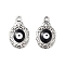 Alloy Enamel Pendants, Bird with Evil Eye Charm, Cadmium Free & Nickel Free & Lead Free, Antique Silver, Black, 20x11.5x2mm, Hole: 1.6mm