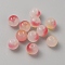 Two Tone Baking Paint Glass Beads, Round, Cerise, 8x7.5mm, Hole: 1.4mm