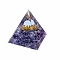 Orgonite Pyramid Resin Energy Generators, Reiki Natural Quartz Chips Inside for Home Office Desk Decoration, Purple, 50x50x50mm