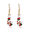 Simple Christmas Cane Alloy Dangle Earrings, with Enamel, Real 18K Gold Plated