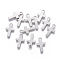 Tarnish Resistant 201 Stainless Steel Tiny Cross Charms, Stainless Steel Color, 14.5x8x0.7mm, Hole: 1.5mm