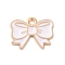 Alloy Enamel Pendants, Light Gold, Bowknot Charm, White, 14x18x1mm, Hole: 1.8mm