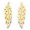 201 Stainless Steel Pendants, Leaf Charm with Star, Real 18K Gold Plated, 38x10x1mm, Hole: 1.5mm