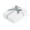 Cardboard Jewelry Set Boxes, with Bowknot Outside and Sponge Inside, for Necklaces and Pendants, Rectangle, White, 90x70x30mm
