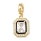 Brass Micro Pave Cubic Zirconia Pendants, Rectangle, Golden, 17x12.5x5.5mm