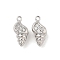 Brass Micro Pave Clear Cubic Zirconia Charms, Conch Charm, Platinum, 14x7x5mm, Hole: 1.2mm