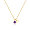 Stainless Steel Pace Purple Cubic Zirconia Birthstone Zodiac Aquarius Pendant Necklaces for Women, Golden, 16.54 inch(42cm)