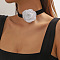 3D Rose Polyester Band Choker Necklaces with Alloy End Chains, Platinum, White, 11.81 inch(30cm)