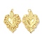 Eco-Friendly Brass Pendants, with Jump Ring, Lead Free & Cadmium Free, Heart Charm, Real 18K Gold Plated, 33x24.5x3mm, Hole: 3mm