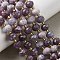 Natural Lepidolite Beads Strands, with Seed Beads, Faceted, Lantern, 8~8.5x6.5~7mm, Hole: 0.6mm, about 44pcs/strand, 15.16''(38.5cm)