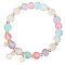 Easter Rabbit Crackle Glass Round Beaded Stretch Bracelets, Alloy Enamel Charm Bracelets for Women, Mixed Color, Inner Diameter: 2-3/8 inch(6cm)